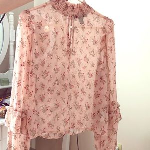 Forever 21 Contemporary Sheer Floral Top: L